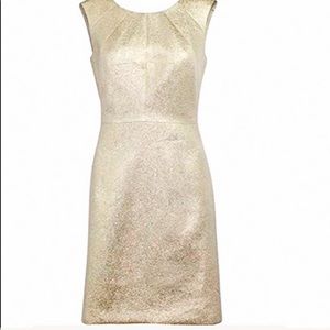 Shoshanna Shift Dress Gold Beige Sleeveless
